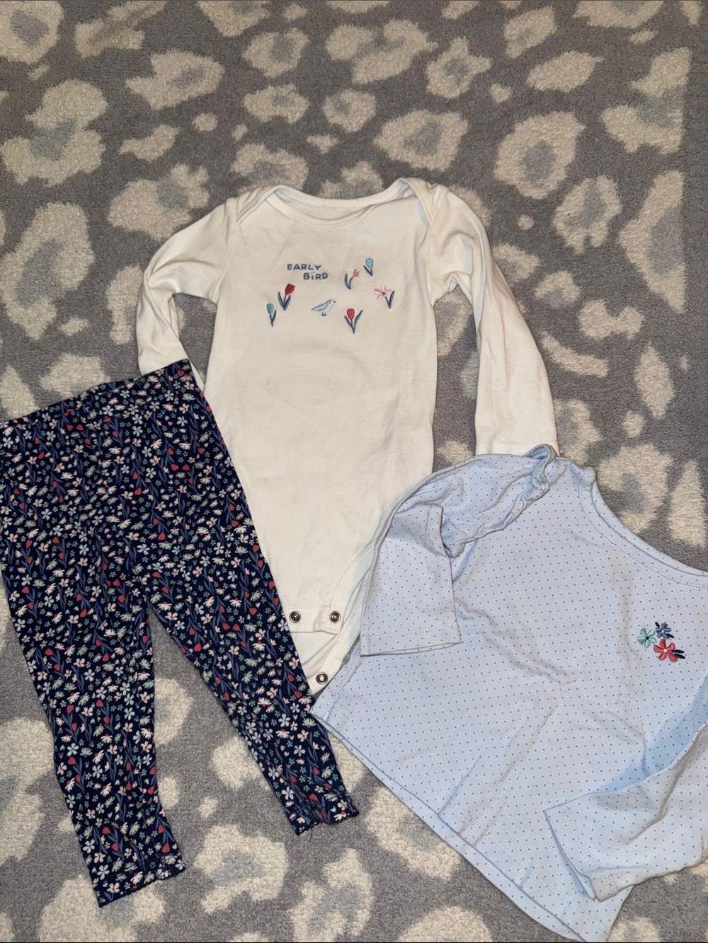 Carter's Cream & Navy Floral 3-Piece Baby Set